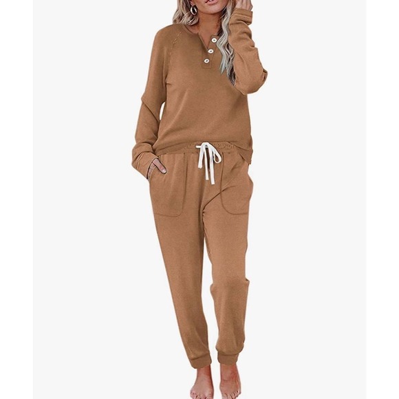 No Brand Other - Tan Beige Colored Lounge Set 2XL Jogger Henley